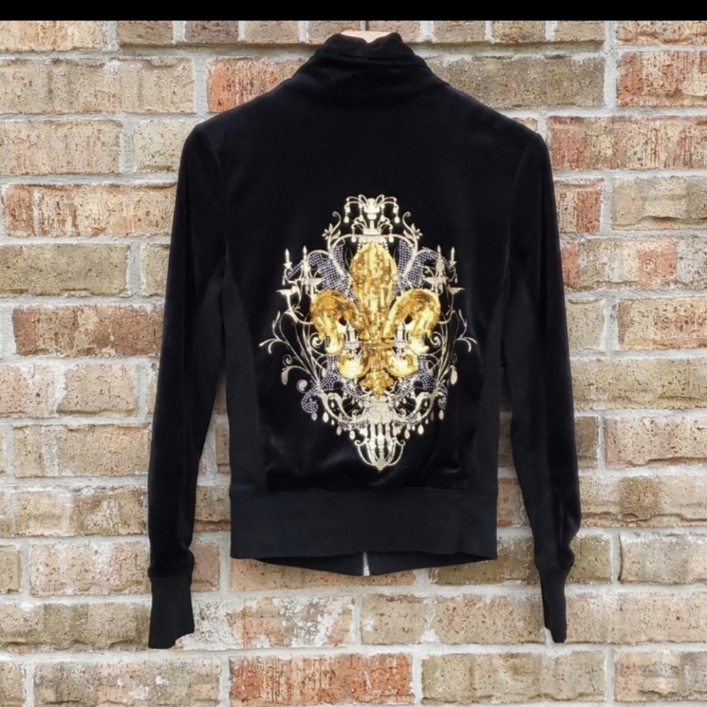 Miss Me Velour Sequin Zip-up Jacket Medium